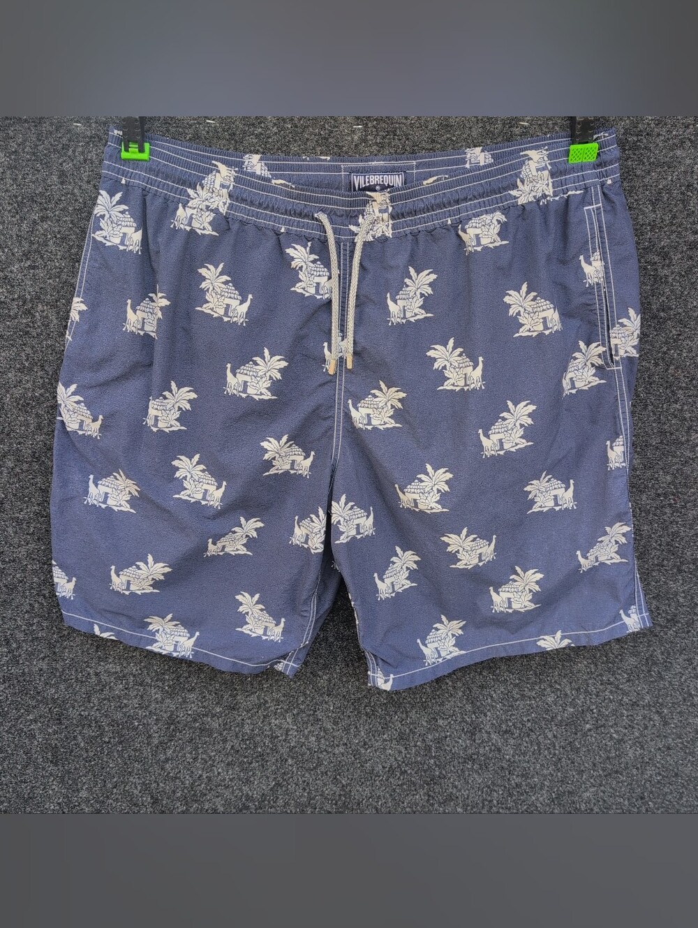 Vilebrequin Swim Trunks Mens XXXL Blue Giraffe Hut Floral Print Board Shorts